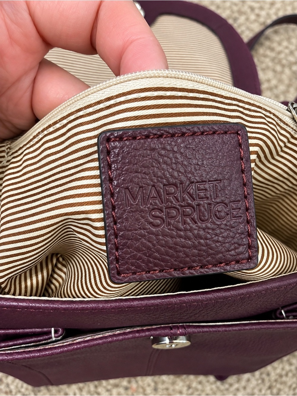 Market & Spruce Plum Leather Backpack - Picture 4 of 5